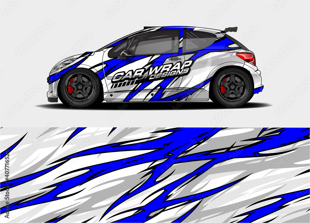 rally car livery design vector. abstract race style background for vehicle vinyl sticker wrap
rally car livery design vector. abstract race style background for vehicle vinyl sticker wrap