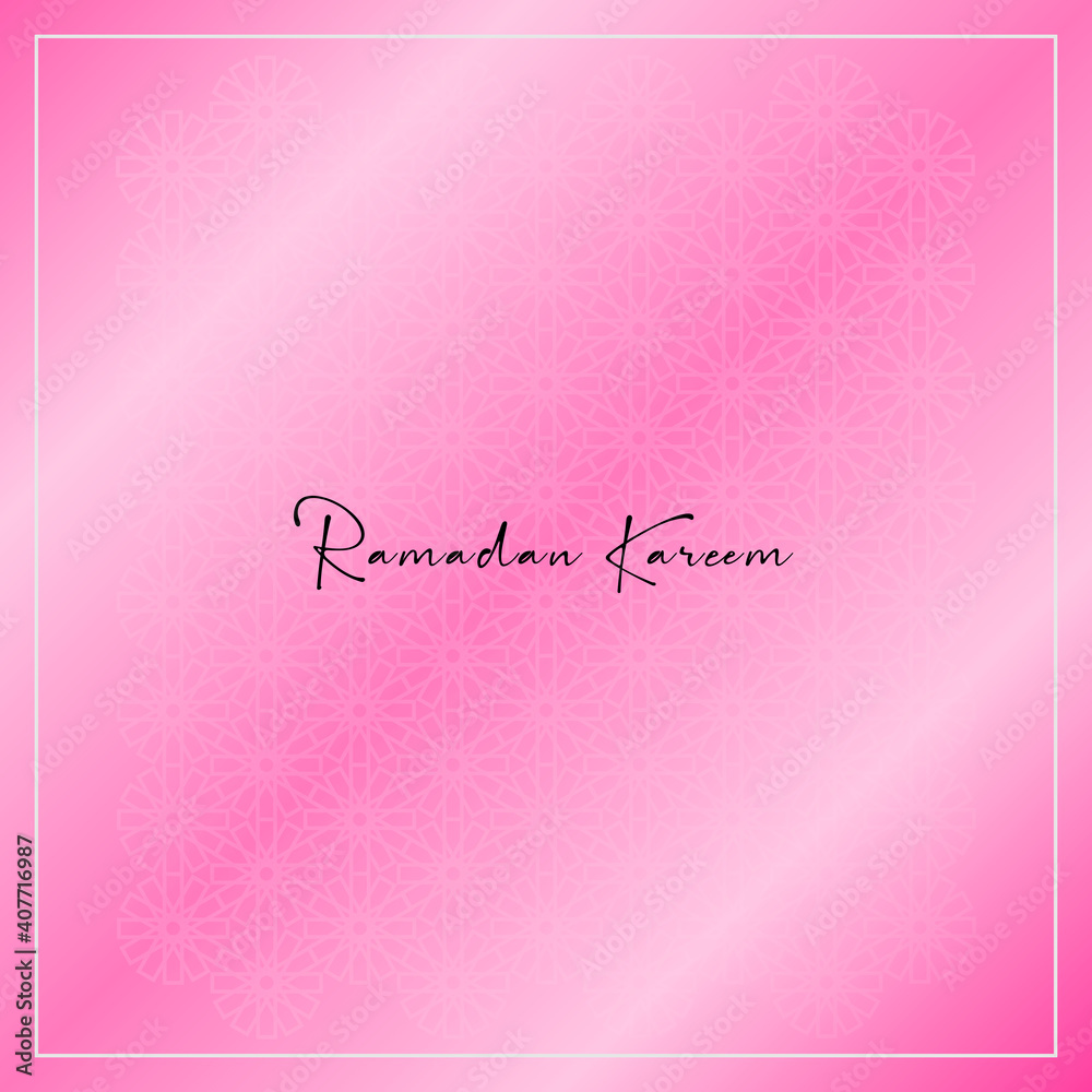 Ramadan Kareem card design. Feminine and minimalist concept with soft pastel colors. Square format. Vector illustration