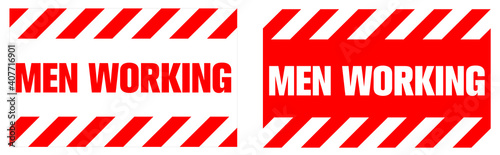 Men working warning sign. EPS10 vector illustration.