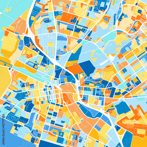 Art map of Salinas, UnitedStates in Blue Orange