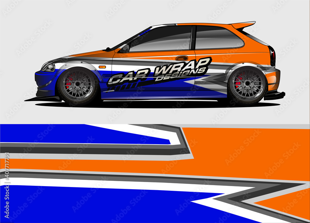 rally car livery design vector. abstract race style background for vehicle vinyl sticker wrap
