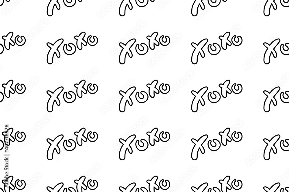 Vector abstract seamless XOXO pattern. White background with monochrome black outline letters. Trendy print design for textile, wrapping paper, hipster backdrops, fun concepts etc. Vector abstract seamless XOXO pattern. White background with monochrome black outline letters. Trendy print design for textile, wrapping paper, hipster backdrops, fun concepts etc.