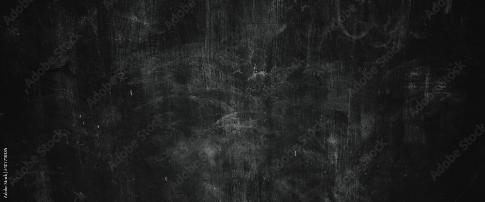 Fototapeta Dark wall stucco texture, dark cement background, dark black walls