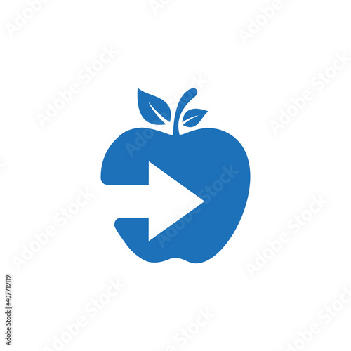 Financial and marketing logo design, apple concept with growth and statistic up arrow. Financial apple logo vector
