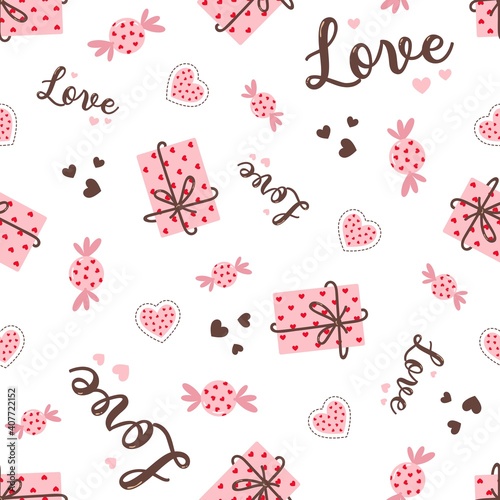 Valentine's day simple pattern. Vector illustration. Isolate on white background. For wrapping paper, covers, scrapbooking, background, congratulations, invitations, diary, diary, notes.