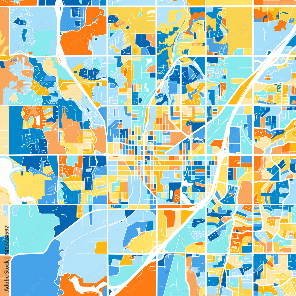 Art map of Olathe, UnitedStates in Blue Orange