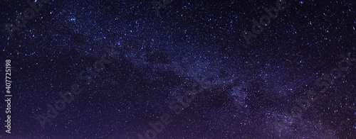 Amazing Panorama blue night sky milky way and star on dark background.