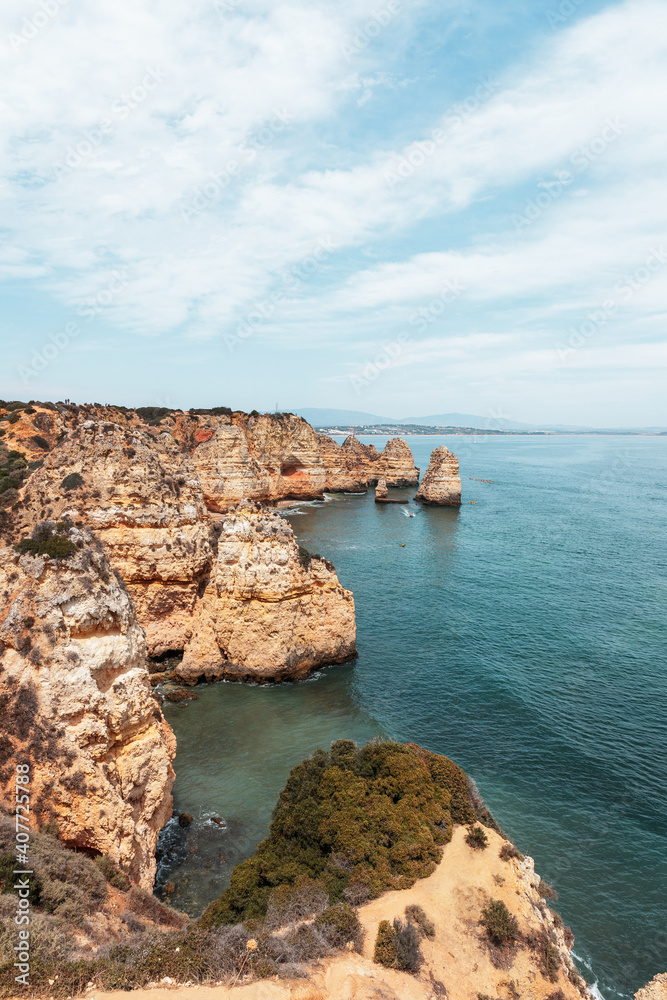 Portugal coastline with seascape and landscape marks