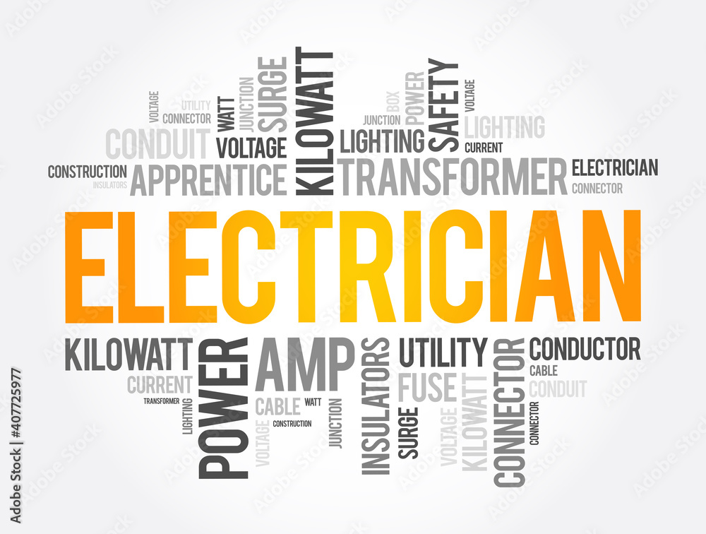 Electrician word cloud collage, concept background Electrician word cloud collage, concept background