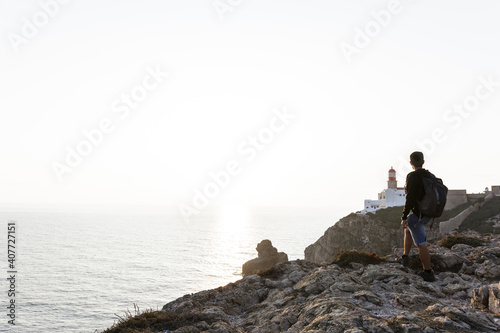 Sagres, Portugal, cliff and sunset