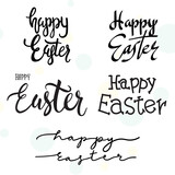 Set Happy Easter Hand drawn calligraphy and brush pen lettering in the happy Easter day