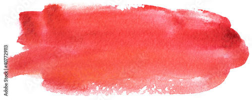 watercolor stain red banner on white background