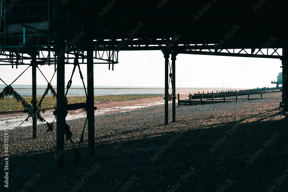 Worthing Pier in United Kingdom before sunset Worthing Pier in United Kingdom before sunset
