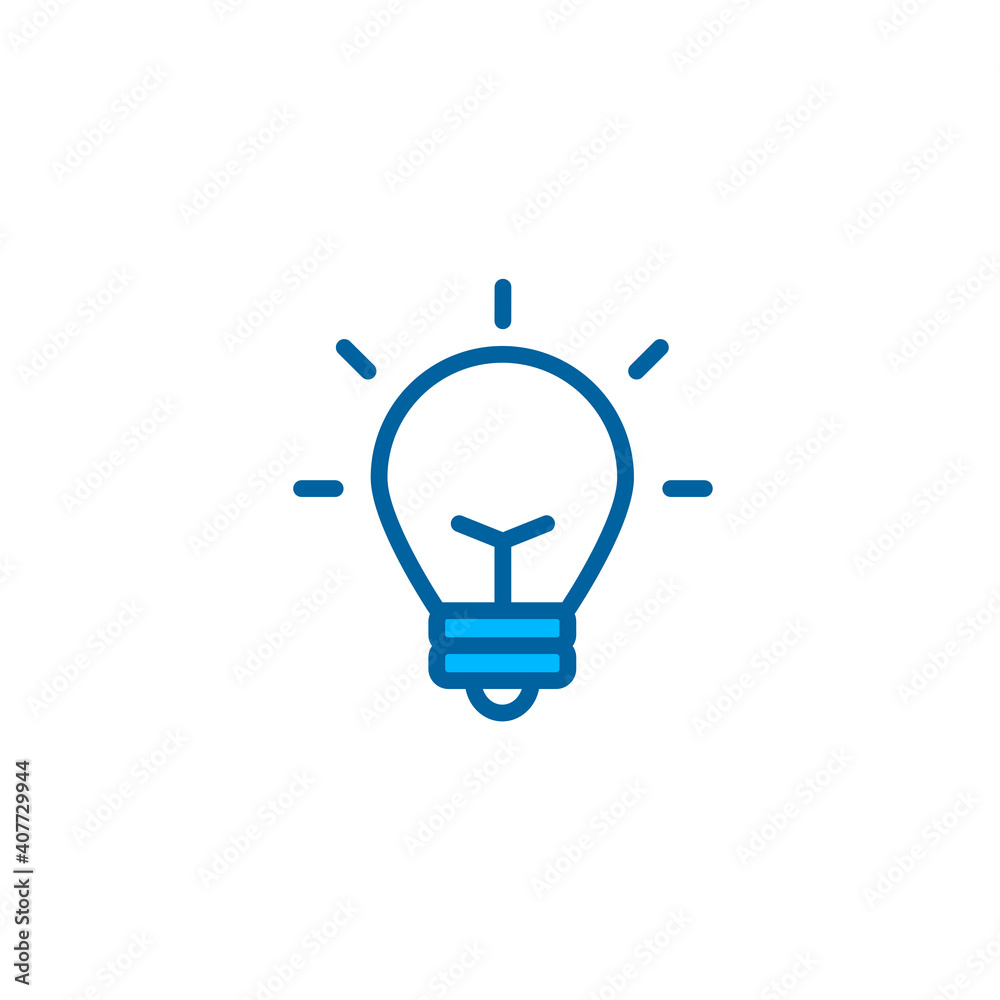 Bulb icon. With the dominant blue color style Bulb icon. With the dominant blue color style