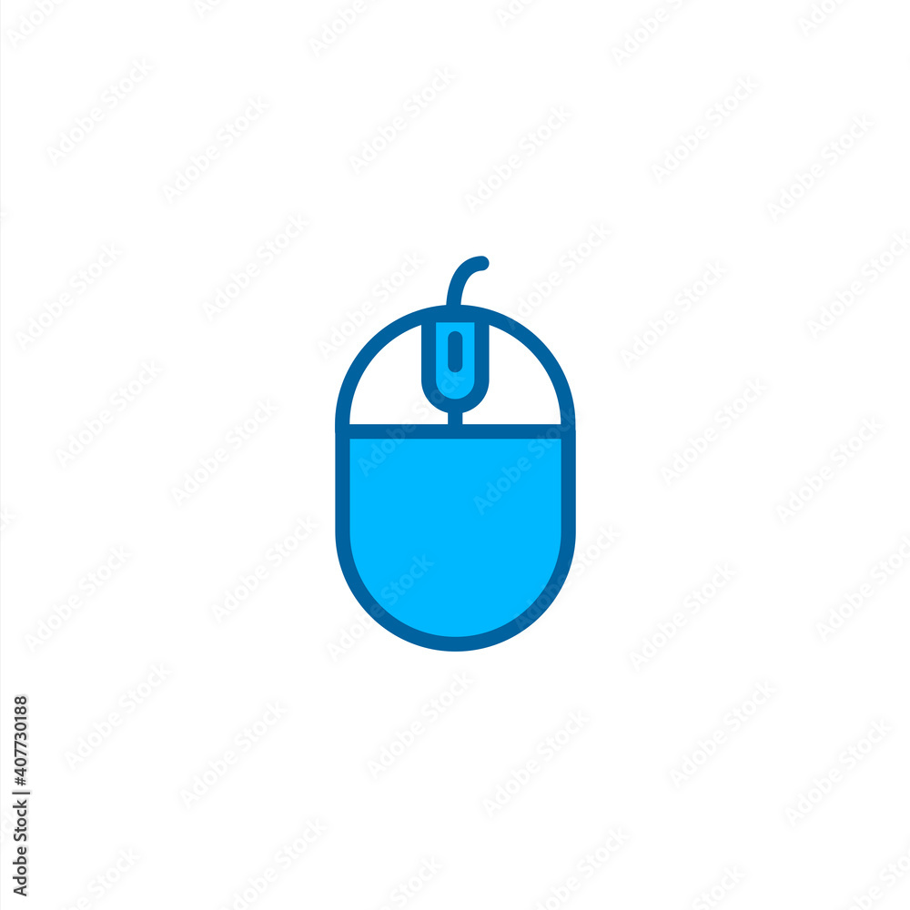 Optical mouse icon in blue color style