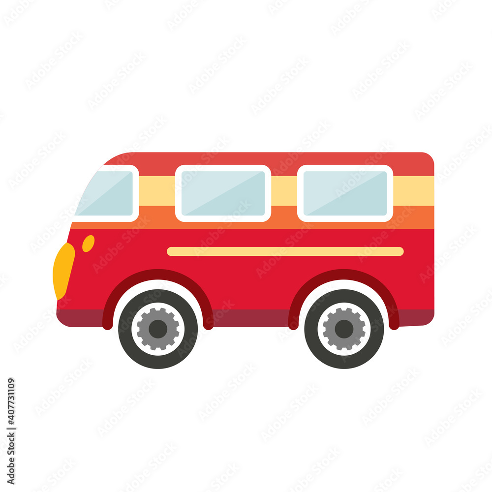 Retro red bus, holiday van. Cartoon illustration. Vector. Retro red bus, holiday van. Cartoon illustration. Vector.