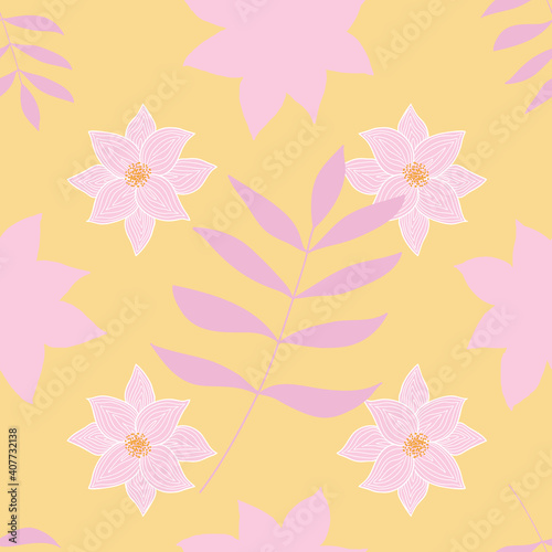 Tropical Summer Flowers and Plants Pattern