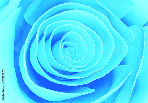 elegant blue rose close up, flower background, 3d render