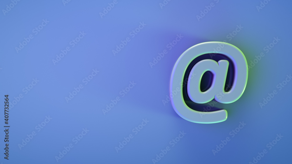 At sign. Internet theme poster. Copy space. At sign. Internet theme poster. Copy space.