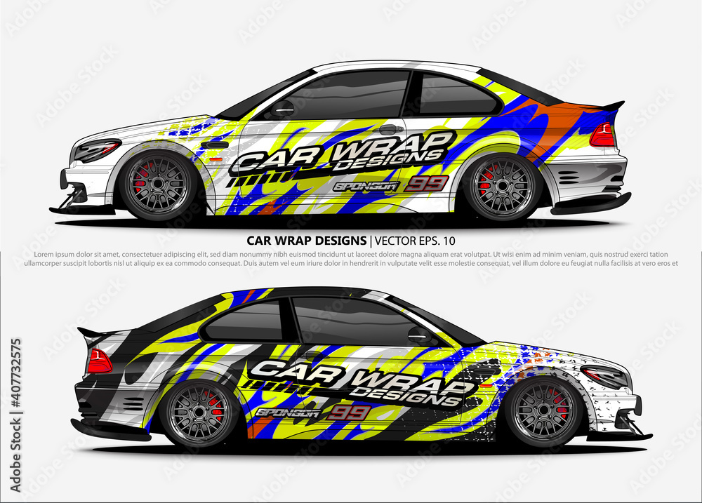 rally car livery design vector. abstract race style background for vehicle vinyl sticker wrap
