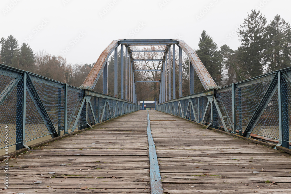 Maribor waterpark bridge in Slovenia over a river Maribor waterpark bridge in Slovenia over a river