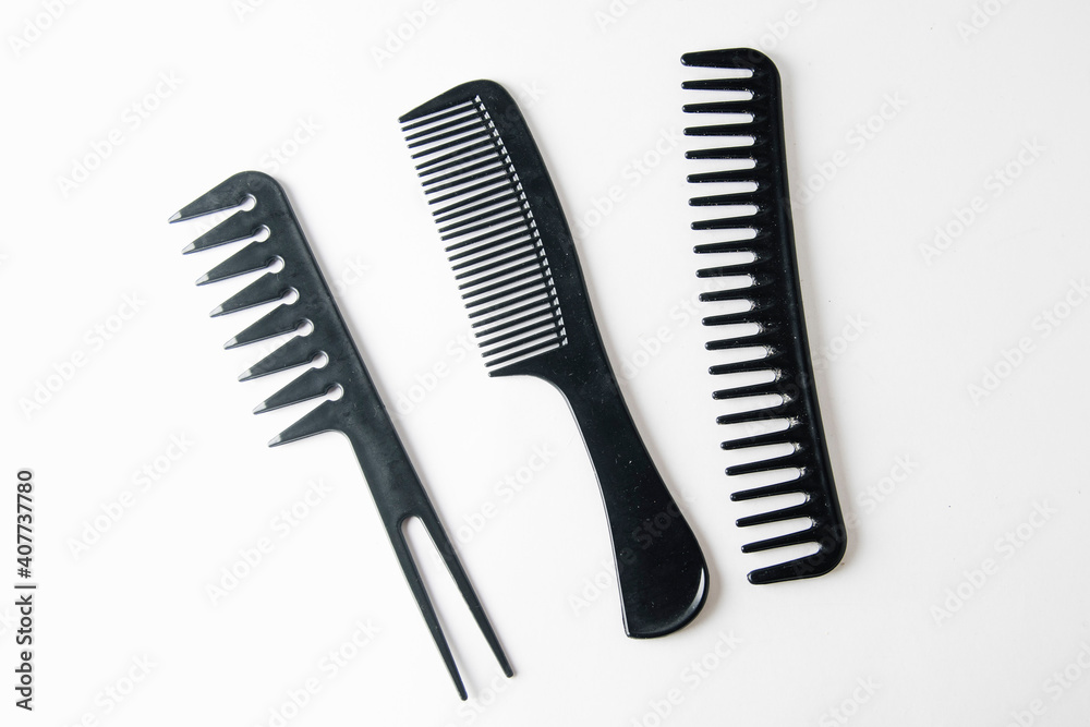 hair combs on a white background