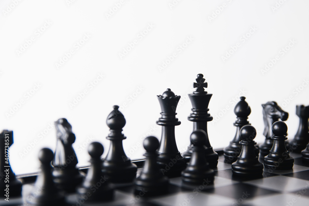 chess pieces on a white background