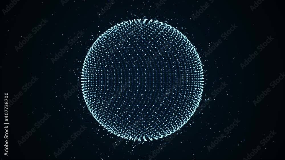 Abstract Digital Sphere Glowing And Flowing Loop/ 4k animation of a digital technology sphere background seamless looping