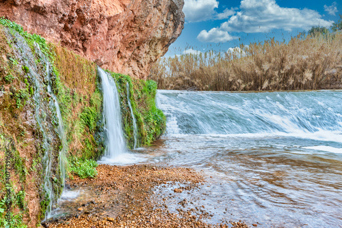 Small waterfalls in the river