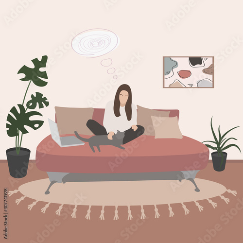 Emotional and psychological support. Occupational therapists and psychologists provide emotional and psychological support talking and listening woman online. Flat vector cartoon illustration