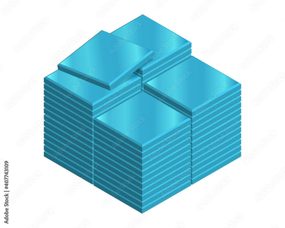 Isometric vector illustration of stack of ceramic tiles isolated on white  background. Realistic blue isometric tiles for a floor or wall vector icon  in flat cartoon style. Building materials. Stock Vector |