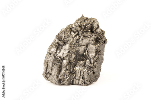 Close-up piece of coal isolated on a white background.