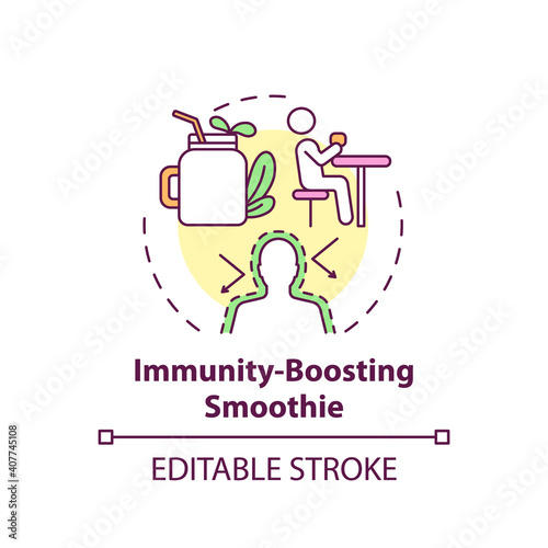 Immunity-boosting smoothie concept icon. Home beauty treatment idea thin line illustration. Nourishing drinks. Strengthening immunity. Vector isolated outline RGB color drawing. Editable stroke