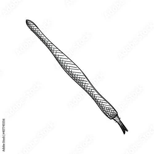 Hand drawn sketch of cuticle pusher on a white background. Manicure and pedicure tools. Nail care equipment