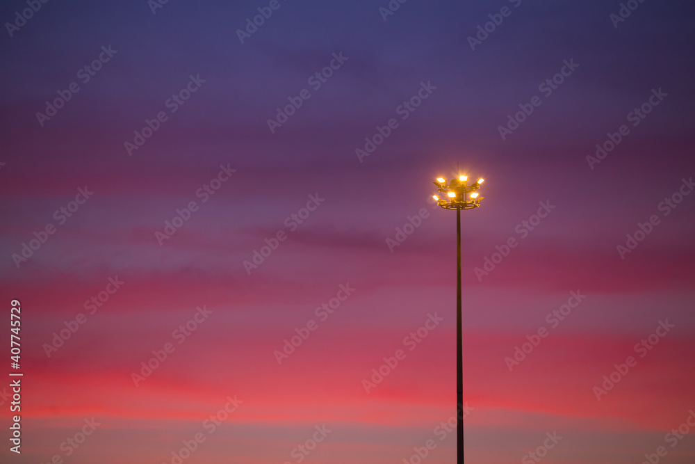 The evening sky after sunset With two colors at the same time