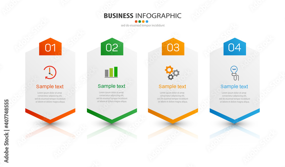 Infographic business design vector template with 4 options, steps or ...