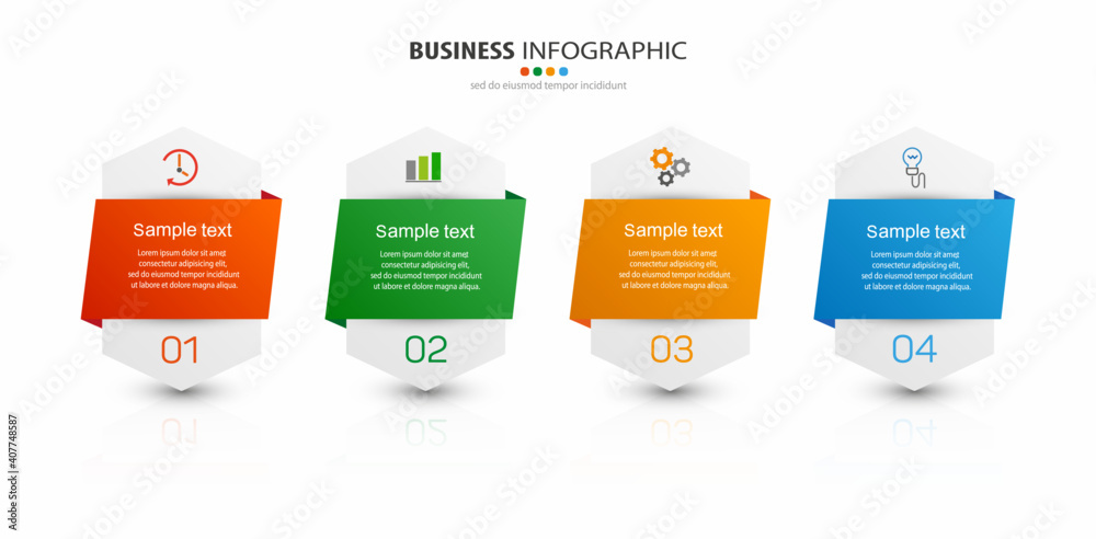 Infographic business design vector template with 4 options, steps or ...