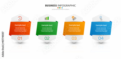 Infographic business design vector  template with 4 options, steps or processes. Can be used for presentations banner, workflow layout, process diagram, flow chart, info graph