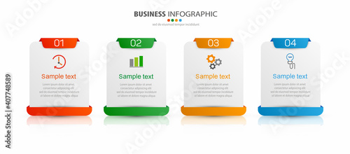 Infographic business design vector  template with 4 options, steps or processes. Can be used for presentations banner, workflow layout, process diagram, flow chart, info graph