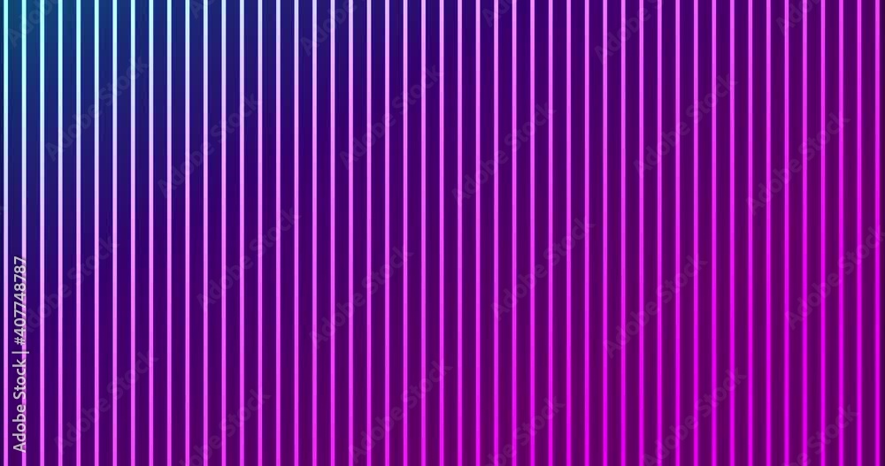 Animation of glowing vertical neon pink to blue lines on black background