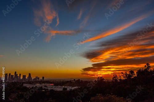 Sunset over Los Angeles, California
