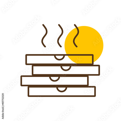 Stock vector icon of four boxes for pizza