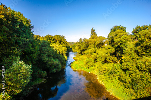 The River Jagst in Hohenlohe, Baden-Württemberg, Germany