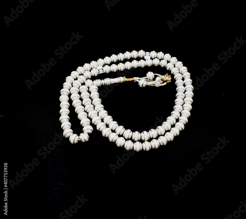 Rosary Beads, isolated on Black background, design element.