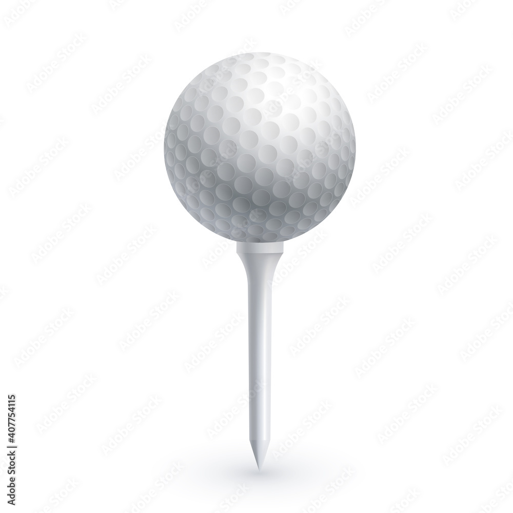 Golf ball on a golf tee. Sports theme. Vector illustration. Golf ball on a golf tee. Sports theme. Vector illustration.
