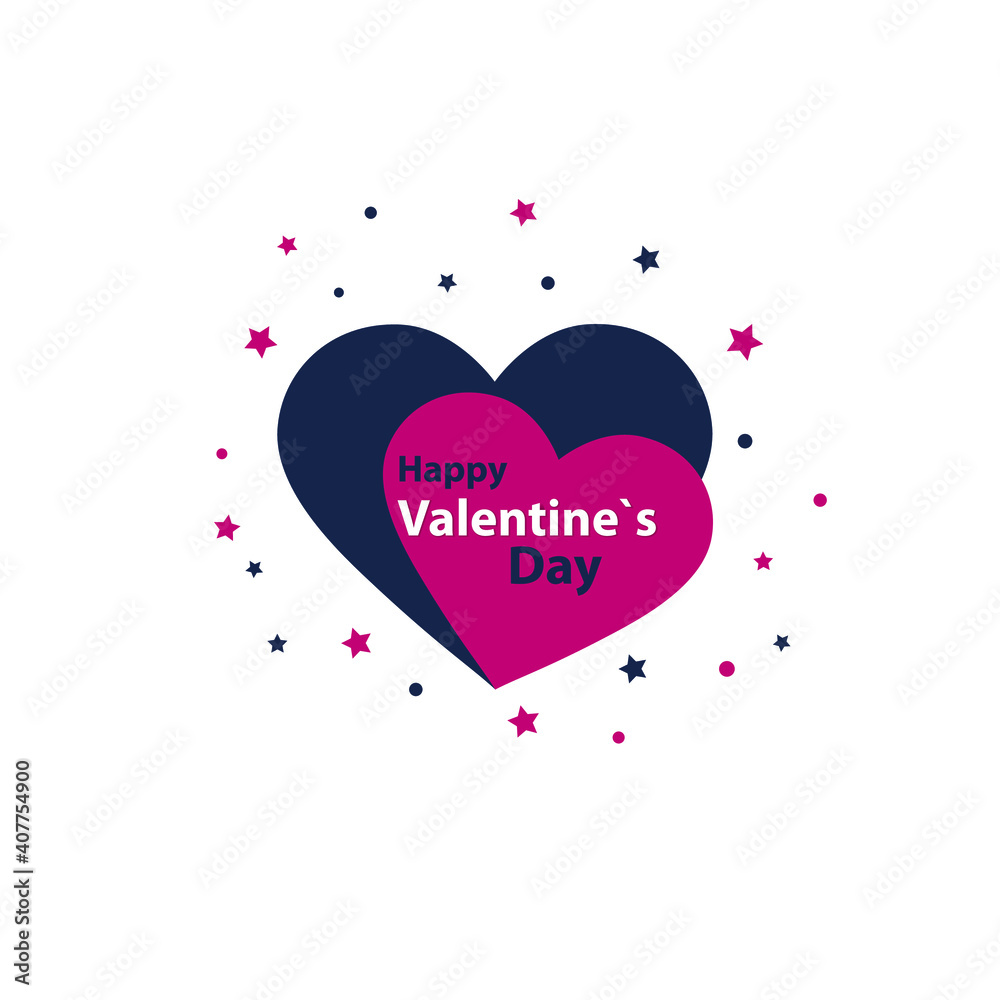 Vector illustration, Valentine's Day. Two hearts on a white background. Greeting card. Love symbol.