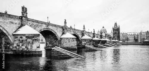 Photography Prague Charles Bridge in winter