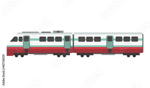 Passenger express train. Railway carriage. Cartoon subway or high speed train. Vector icon for web design or game scene