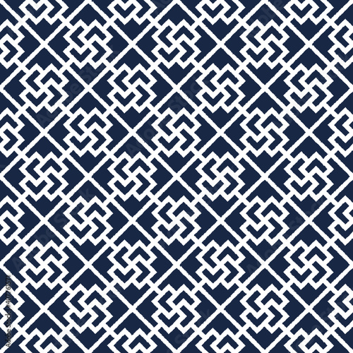 Geometric abstract seamless vector pattern including traditional korean or chinese motive with typical lines and elements
