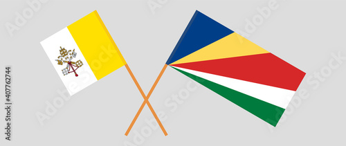 Crossed flags of Vatican and Seychelles